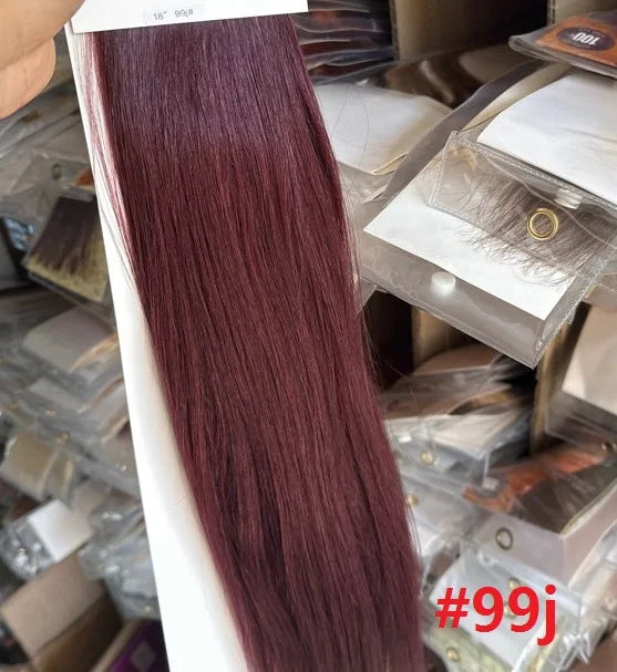 Chocola 16-18 inch Brazilian Remy straight hair ribbon ponytail clip-in, 100% human hair extension