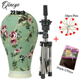 21/22/23/24'' Wig Mannequin Head Canvas Block Head Styling Training Manikin Head Adjustable Wig Stand Tripod With T Pin Needles