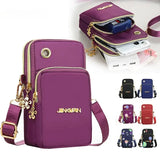 Women's HSF Marketplace crossbody mini bag with three layers, coin pocket, and shoulder strap, suitable for running and casual use.