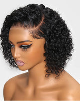 Short curly bob human hair wig with pre-plucked lace closure by HSF Marketplace