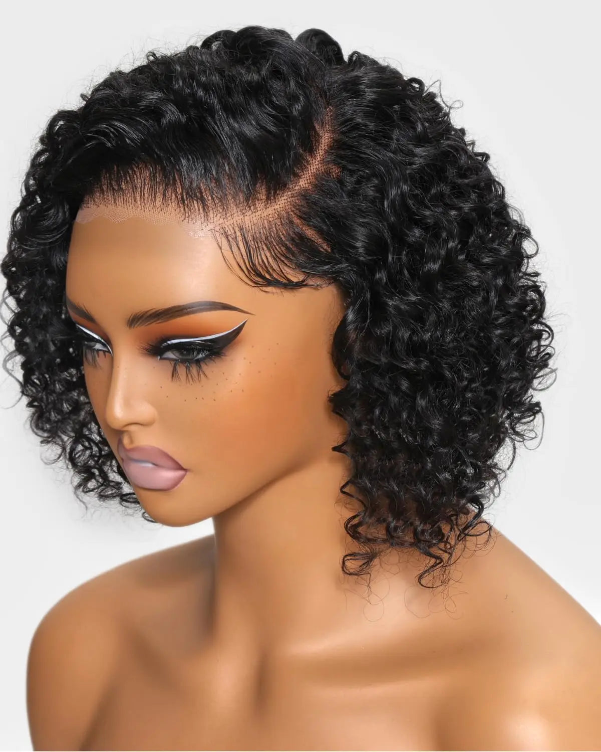 Short curly bob human hair wig with pre-plucked lace closure by HSF Marketplace