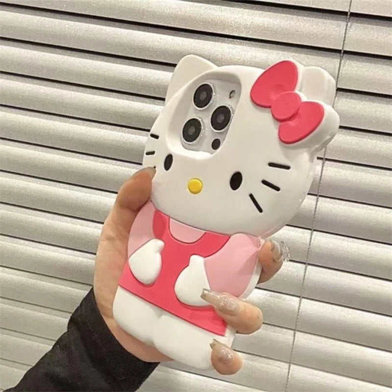 Hello Kitty 3D bow cartoon soft silicone phone case for iPhone
