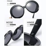 Large round sunglasses for women and men by HSF Marketplace, oversized luxury brand sun glasses with big frame design.