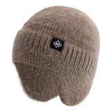 Women's candy color earflap winter hat, soft faux fur knitted beanie in Kpop streetwear style by HSF Marketplace