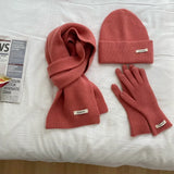 Women's knitted hat scarf and glove set in warm winter design by HSF Marketplace