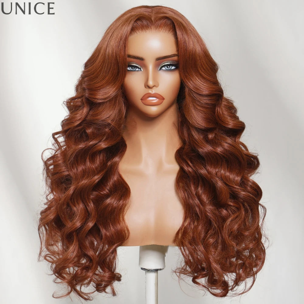 Auburn copper brown body wave drawstring wig for beginners by HSF Marketplace