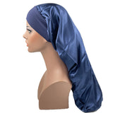 Satin Long Braid Bonnet Solid Color Sleeping Cap Bonnets for Women Wide Stretchy Band Night Cap Hats for Women