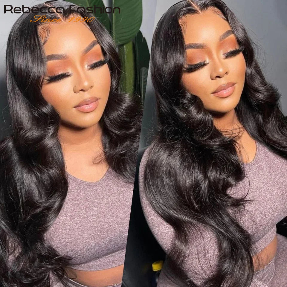 Rebecca Body Wave Lace Front Wig by HSF Marketplace, human hair with transparent lace, Brazilian body wave, T-part lace frontal.