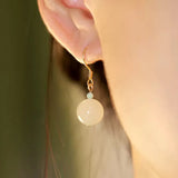 Elegant ancient-style jade earrings for girls, versatile jewelry gift by HSF Marketplace