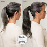 Straight Grandma Gray Ponytail Extension Hairpieces 100% Human Hair for Women Daily Wear  Natural Pony Tail Wrap Around Clip in