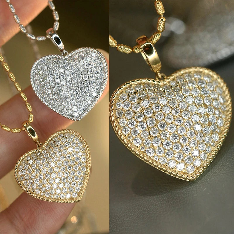 Huitan sparkling heart pendant necklace by HSF Marketplace featuring cubic zirconia, perfect for wedding or party jewelry for women.