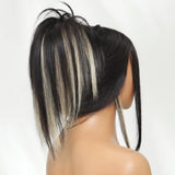 Layered straight human hair wig with blonde underlayer by HSF Marketplace