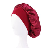 Satin wide brim nightcap with elastic band by HSF Marketplace for comfortable sleep and hair protection