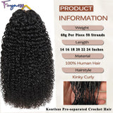 Kinky Curly Boho Braids Crochet Human Hair Extensions Pre-Separated Miracle Knots Feather Hair 100% Human Hair for Braiding