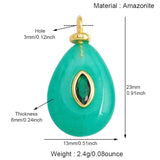 Jewelry charm pendant featuring jade agate, amethyst, amazonite, water grass, and lapis lazuli in 18K gold plated finish for necklace making