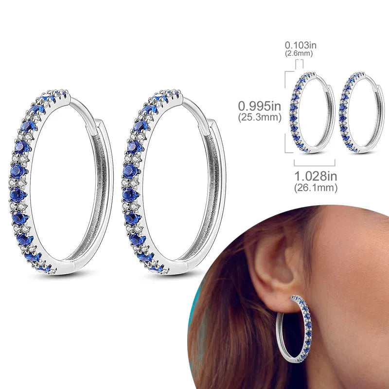 925 sterling silver hoop earrings with zirconia, hypoallergenic jewelry for women and girls