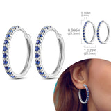 925 sterling silver hoop earrings with zirconia, hypoallergenic jewelry for women and girls