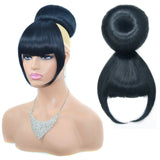 2-in-1 synthetic chignon donut bun with bangs, clip-in hair piece and high ponytail updo extension