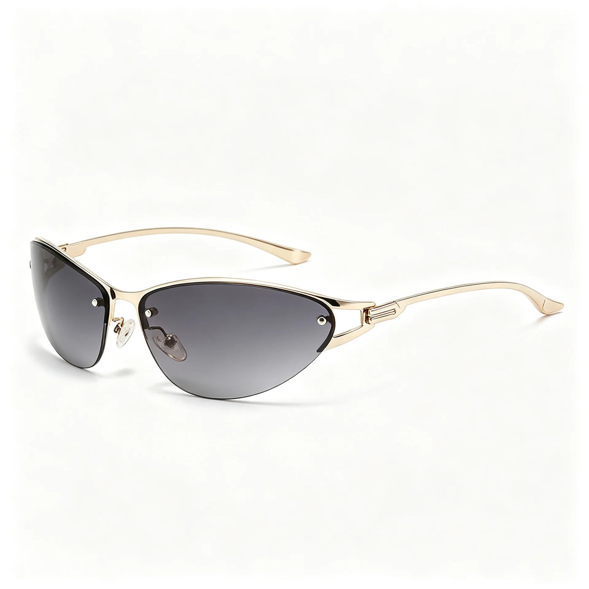 Harajuku half-frame cat eye sunglasses for women with gradient lenses and metal frames, HSF Marketplace