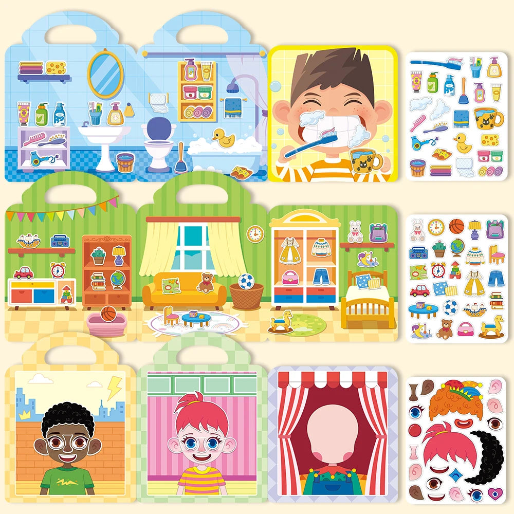 Reusable jelly sticker books for kids, 6PCS multi-scene sticker therapy set by HSF Marketplace