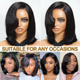 Layered bob human hair wig with side-swept bangs by HSF Marketplace