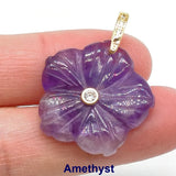 26mm Flower Shape Carved Natural Crystal Stones Amethyst Rose Quartz Tiger Eye Gemstone for Diy Necklace Pendant