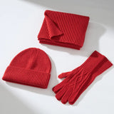 HSF Marketplace wool beanie, scarf and glove set for winter warmth in coordinated winter accessories