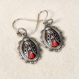 Vintage antique silver stud earrings for women with retro floral design by HSF Marketplace