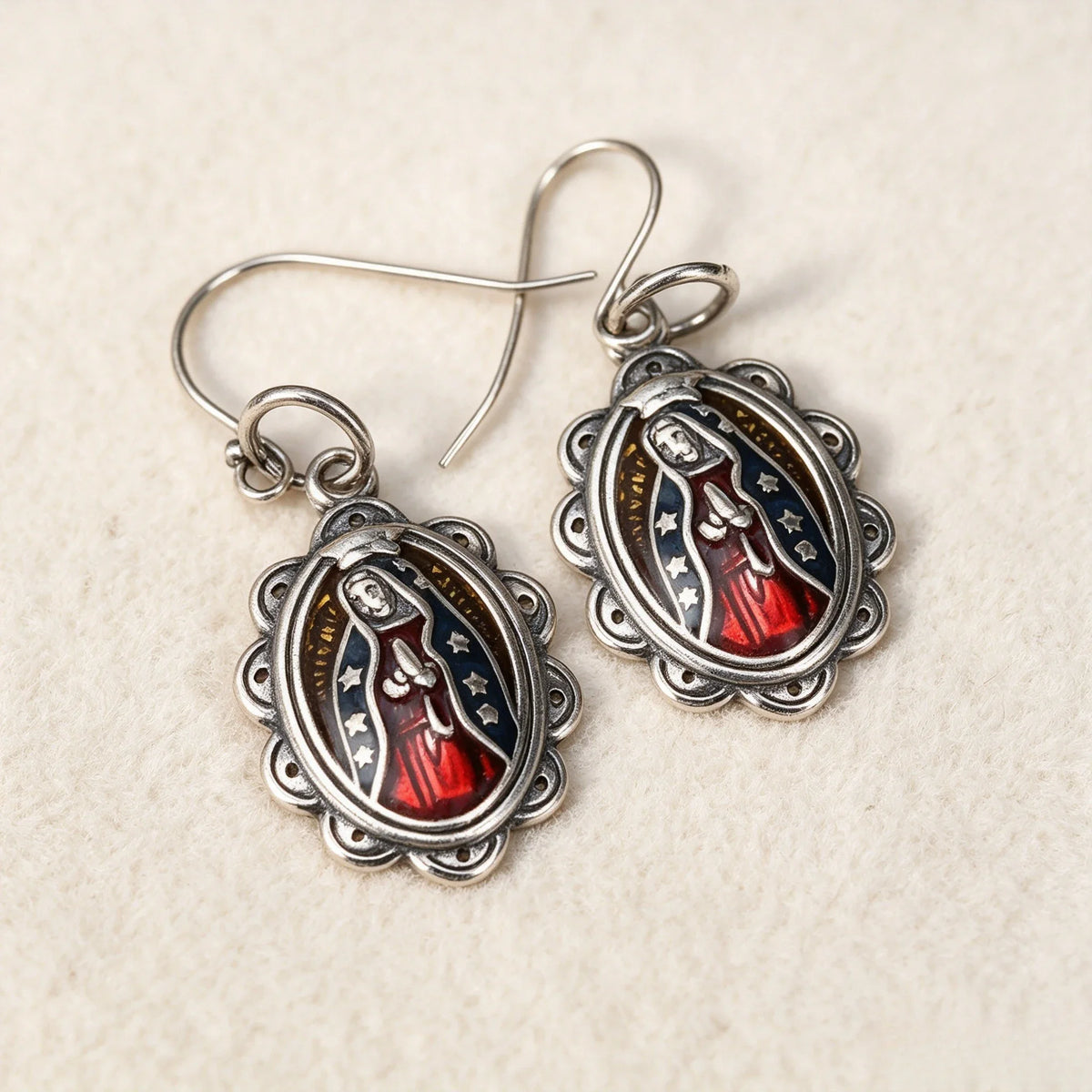 Vintage antique silver stud earrings for women with retro floral design by HSF Marketplace