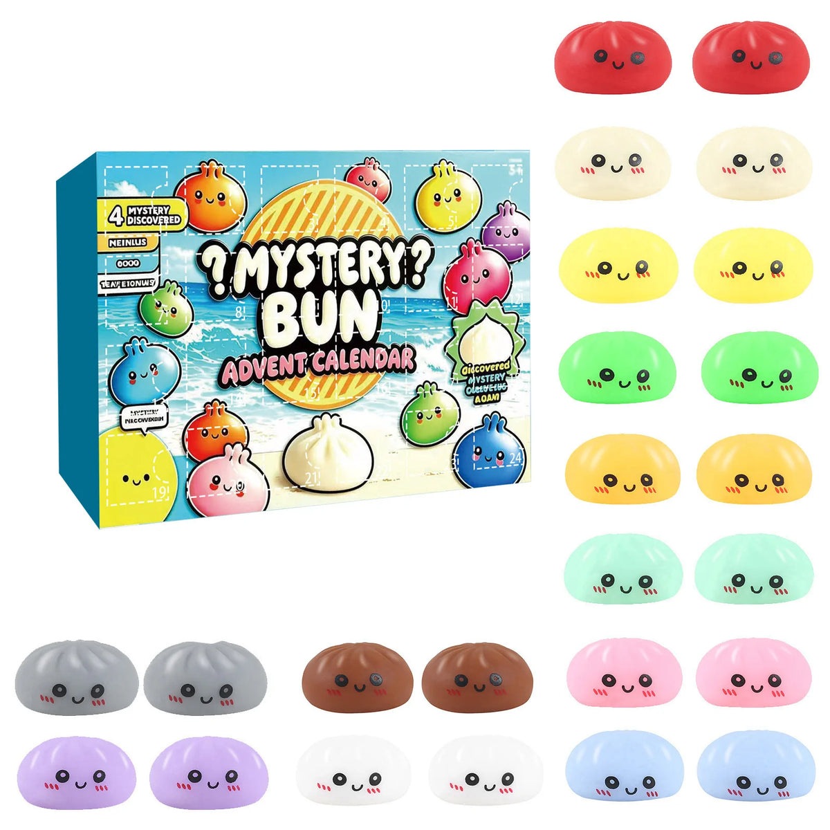 HSF Marketplace 2026 Christmas advent calendar with 24 dumpling-shaped sensory toys for stress relief and countdown fun