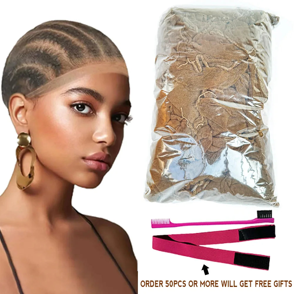 10-100pcs Hd Wig Caps Ultra Thin Stocking Cap Sheer Wig Cap Hair Net For Weave Nylon Stretch Mesh Wig Cap Hd Wig Caps For Wigs