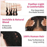 12A Kinky Straight Crochet Human Hair Bundles Miracle Knots Crochet Hair Human Hair Crochet Braids 16-26 Inch Burmese Curly Feather Crochet Human Hair Extension Pre Separated Knotless Reusable Crochet Human Hair For Black Wom