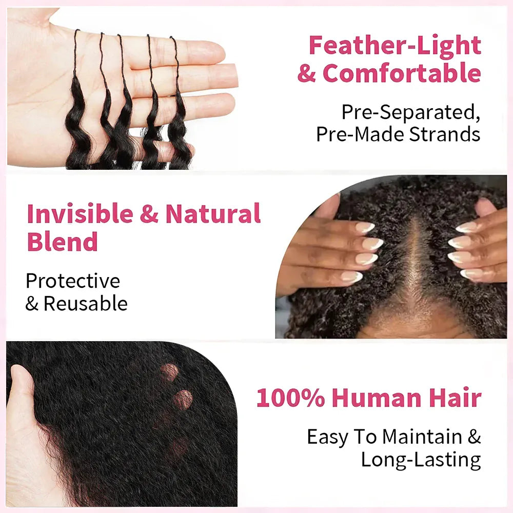 12A Kinky Straight Crochet Human Hair Bundles Miracle Knots Crochet Hair Human Hair Crochet Braids 16-26 Inch Burmese Curly Feather Crochet Human Hair Extension Pre Separated Knotless Reusable Crochet Human Hair For Black Wom