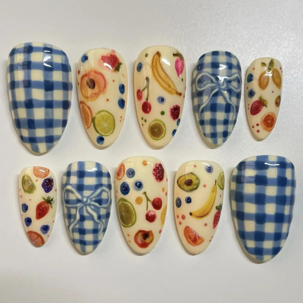 24-piece pink flower almond press-on false nails, kawaii wearable stick-on nail tips by HSF Marketplace