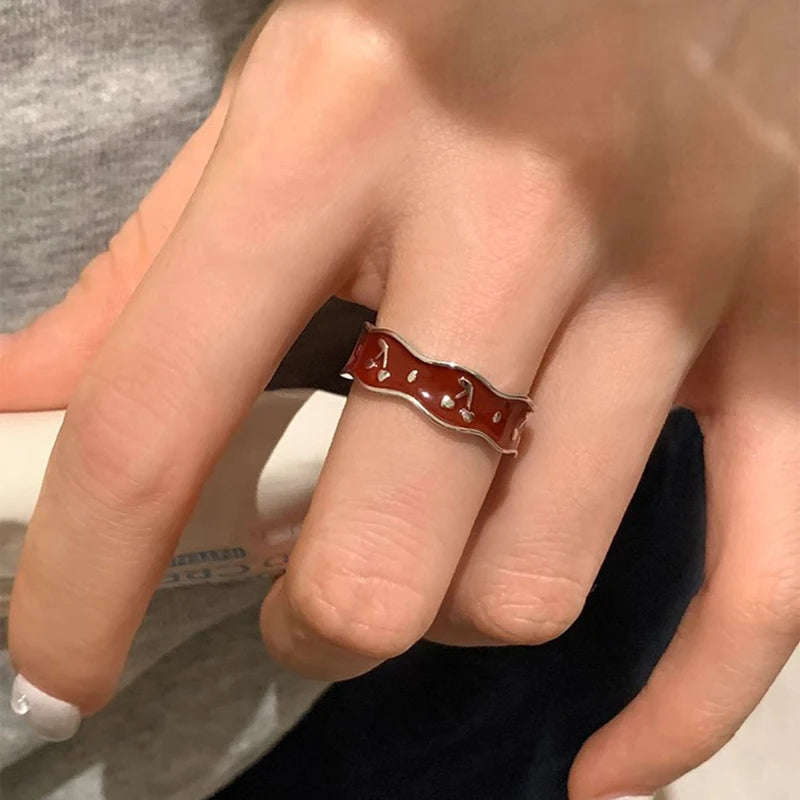 925 Sterling Silver Open Finger Ring Golden Enamel Donut Dazzling Geometric Punk For Women Jewelry Gift Dropship Wholesale