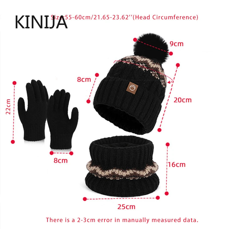 Women's warm knitted beanie cap and scarf set for winter by HSF Marketplace