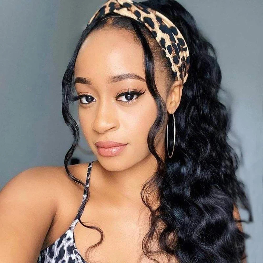 Body wave headband human hair wig, 180 density Remy wig for women with ready-to-wear design