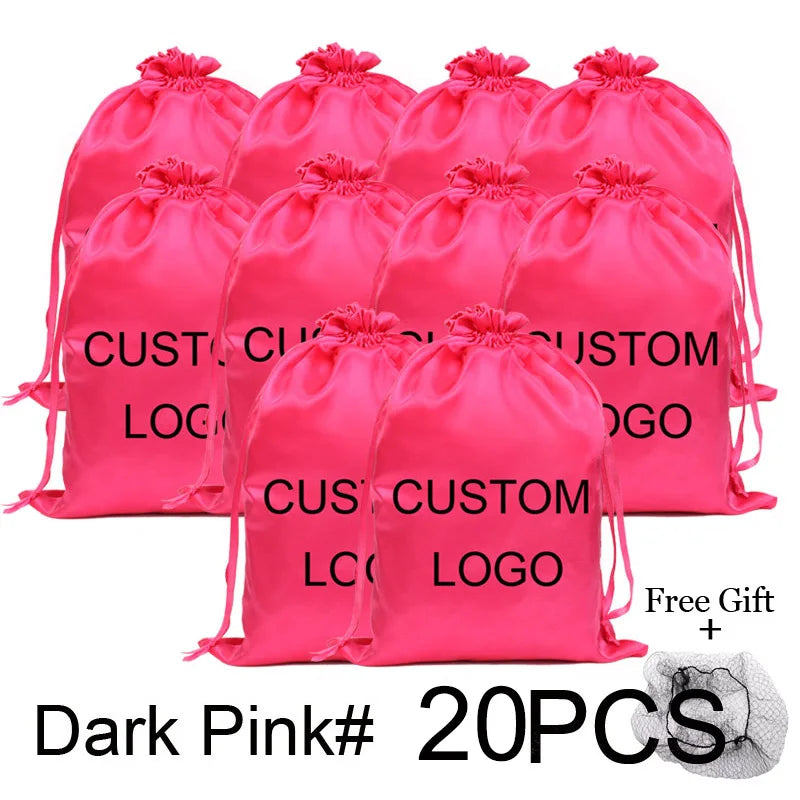 20-piece soft satin wig storage bags for hair extensions, customizable HSF Marketplace hair styling tools