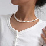 Elegant white pearl choker necklace by HSF for women and men, featuring a classic jewelry design