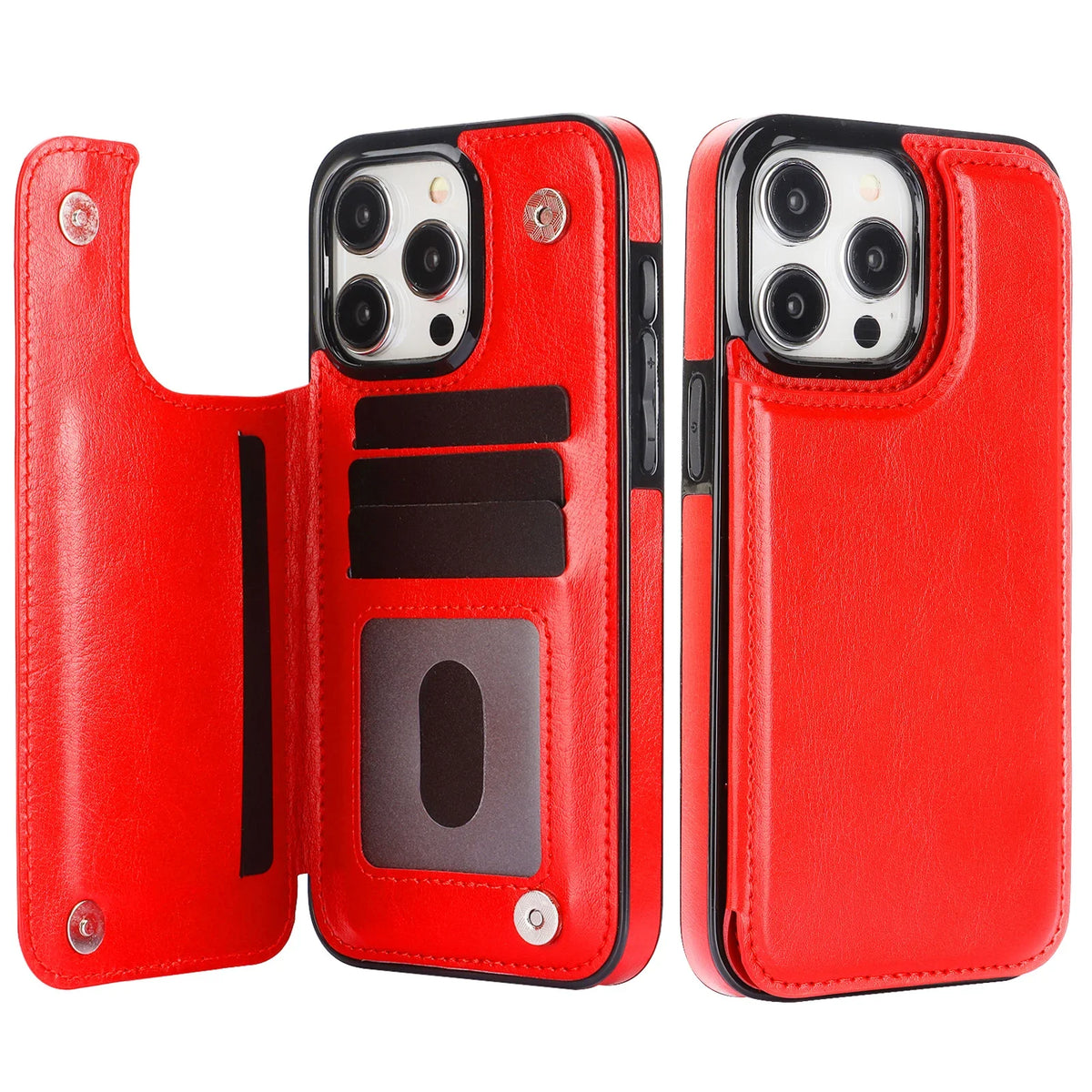 Leather wallet case with card slot for iPhone models by HSF Marketplace