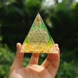 1pc Orgonite Pyramid Stone, Natural Crystal Gemstone, Pyramid Ornaments for Home Office, Desktop Decoration
