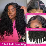 Burmese Curly Human Hair 13x4 13x6 HD Transparent Lace Frontal Wig Natural Color Pre Plucked Baby Hair 40 46 Inches Minimal Shed No Tangle For Women