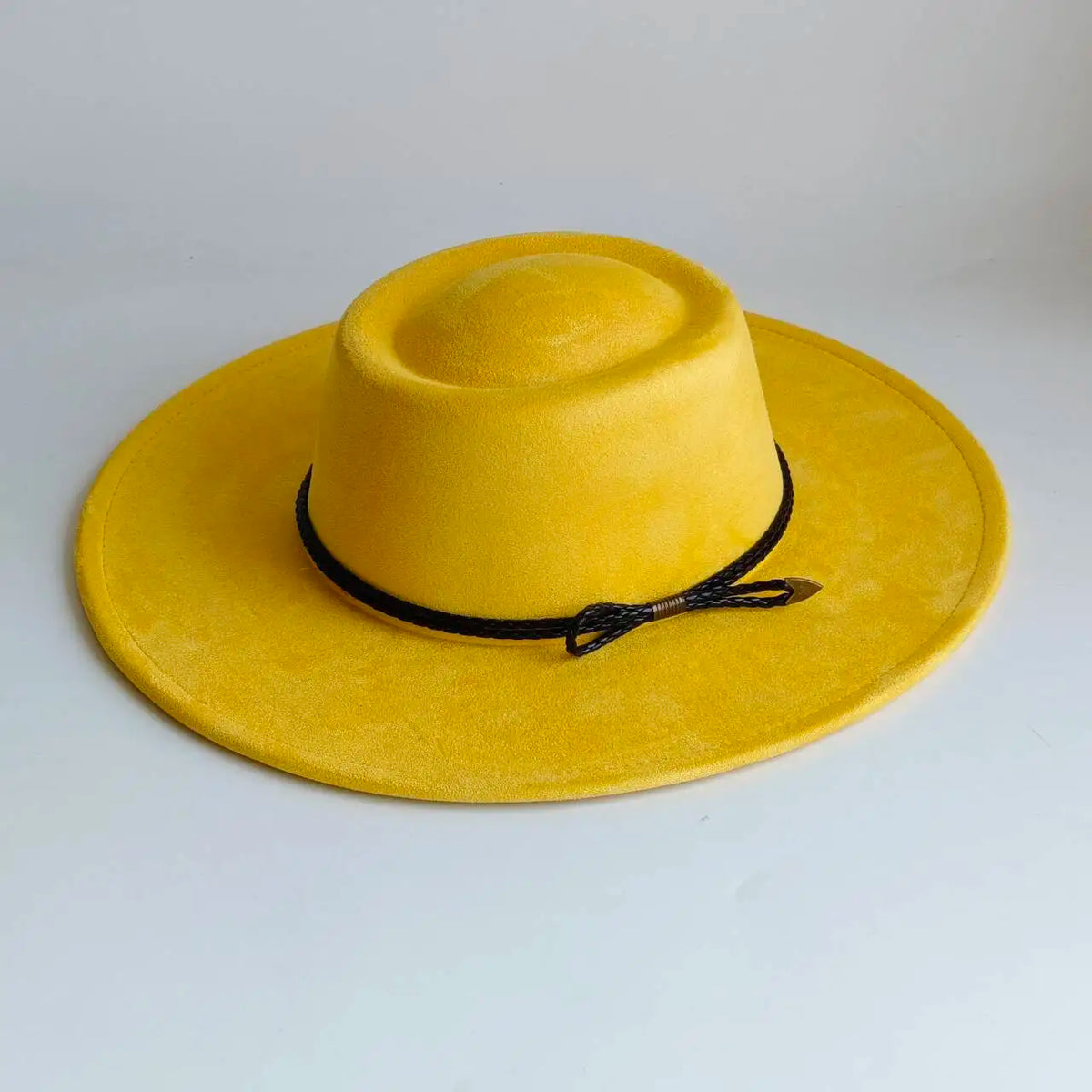 Wide brim vegan suede fedora hat for women and men in a classic neutral style