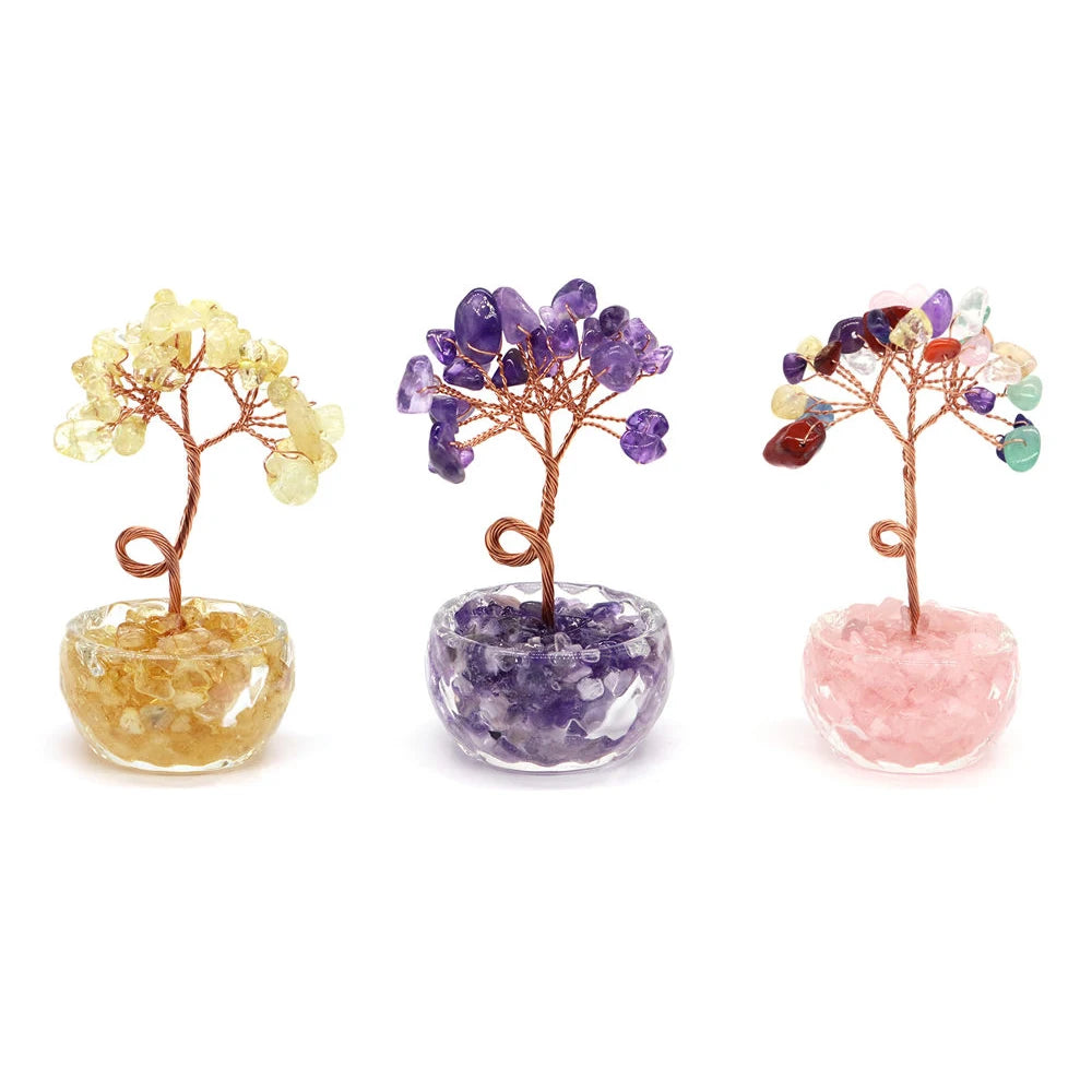Lucky Money Tree Natural Crystals Aquamarine Fortune Feng Shui Reiki Healing Lapis Lazuli Tree of Life Home Decor Birthday Gifts