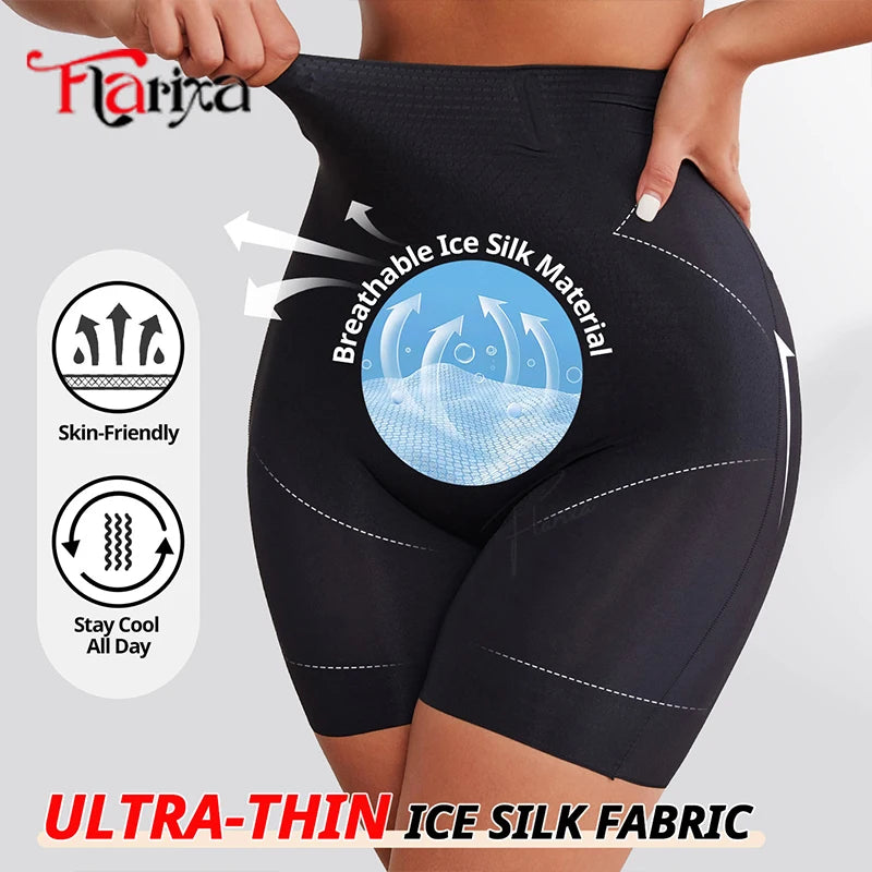 Flarixa ultra-thin ice silk high-waist shapewear panties and postpartum slimming safety shorts