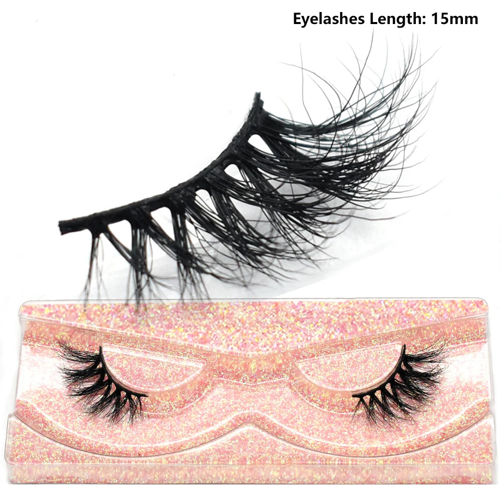 3D Mink Half Eye Lashes Natural Lightweight Short Fake Eyelashes Soft Fluffy Clear Band Strip Mink Lashes Extension