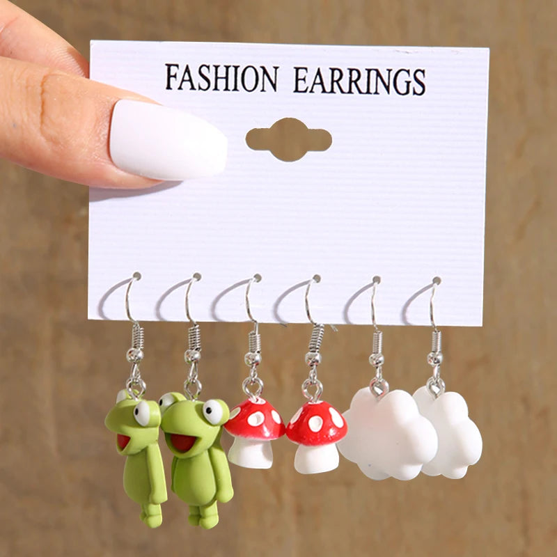 Cute cartoon duck dangle earrings set for trendy girls by HSF Marketplace