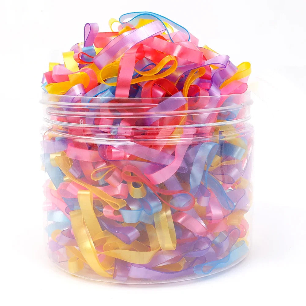 500pcs/box High Elasticity Thicken Disposable Rubber Bands Girls Pigtail Holder Hair Ties Colorful Hair Band Hair Accessories