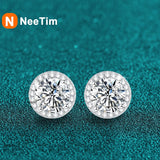 Moissanite stud earrings for women in sterling silver, elegant jewelry by HSF Marketplace