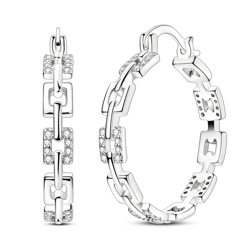 Hypoallergenic CZ zircon hoop earrings in 925 sterling silver by HSF Marketplace
